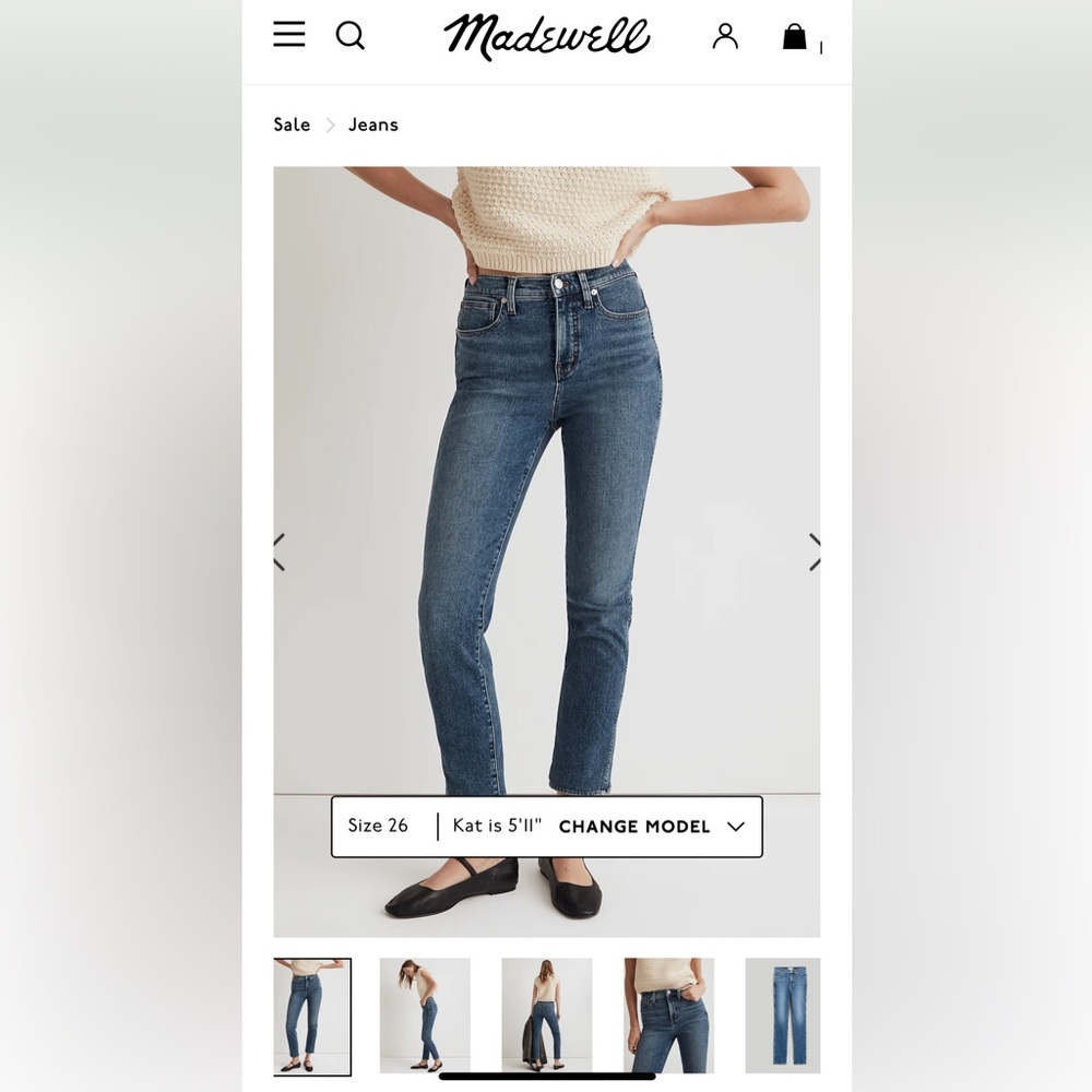 NWOT Madewell Stovepipe Jeans size 24, in Vitner wash